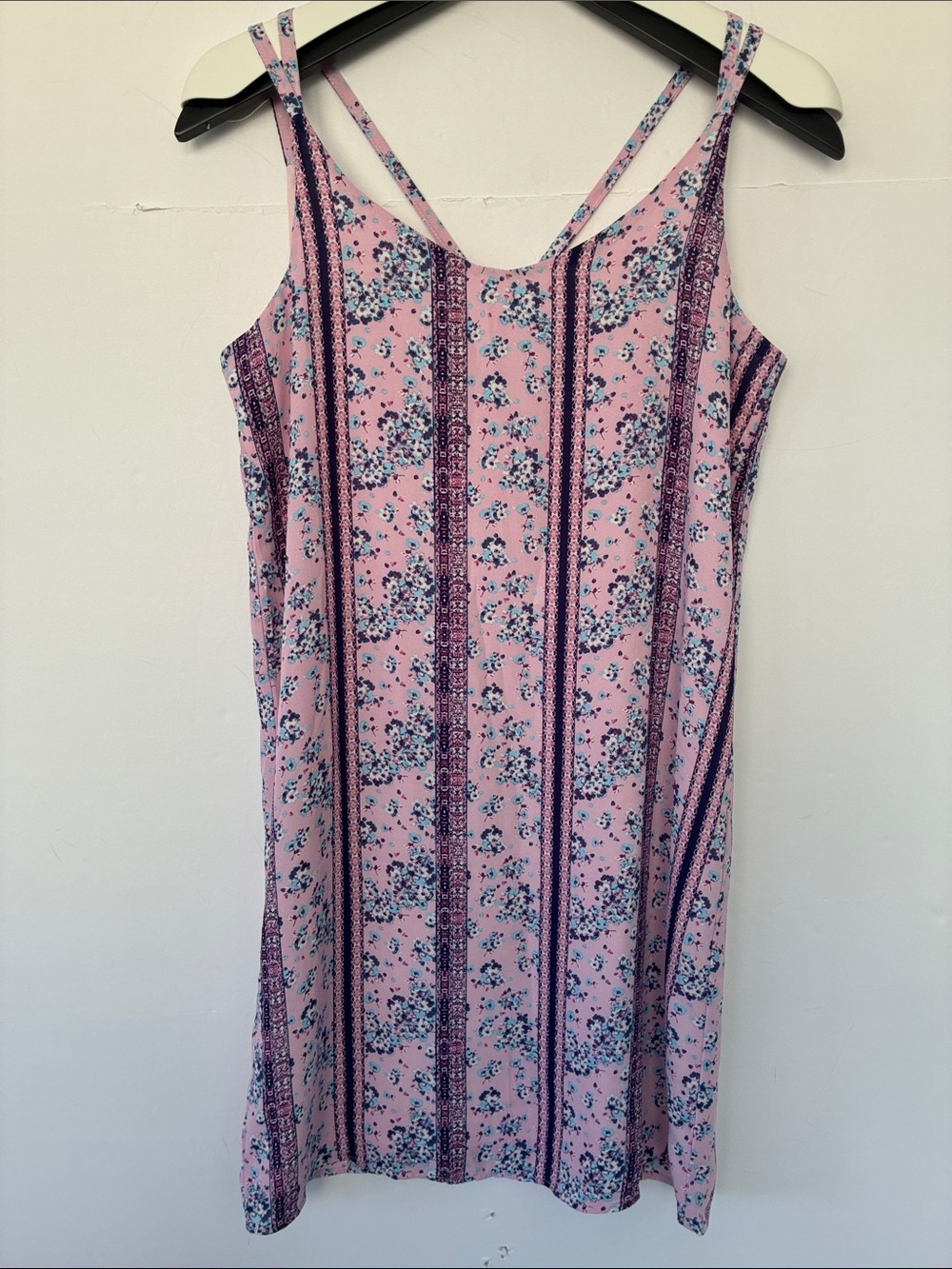 Pink Rose Dusty Pink Floral Striped Slip Dress Medium